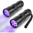 thumbnail image 1 of ESCO LITE 2 Packs Black Light Flashlight, 12LED 395nm UV Handheld Black Light Mini Flashlight, Dogs Urine Detector for Dry Urine Stains, Bed Bugs, Scorpions, 1 of 7