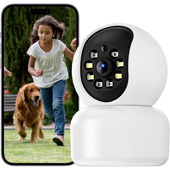 AEWLYLI Baby Monitor, 360° Pan‑Tilt WiFi Camera with Color Night Vision, Two‑Way Audio, Auto‑Switch Dual Band WiFi for Indoor Use