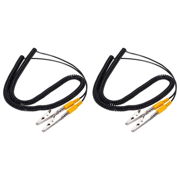 ESD Grounding Cable Cord with Alligator Clip, 5m/197" Yellow AntiStatic Ground Wire Elastic Cable, 2 Pack
