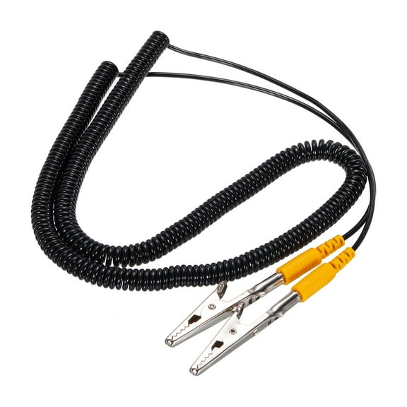 ESD Grounding Cable Cord with Alligator Clip, 5m/197" Yellow AntiStatic Ground Wire Elastic Cable Clip