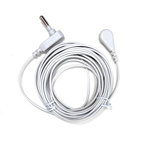 ESD Grounding Cable with 4mm Snap and USA Outlet Plug, 20ft Long - White