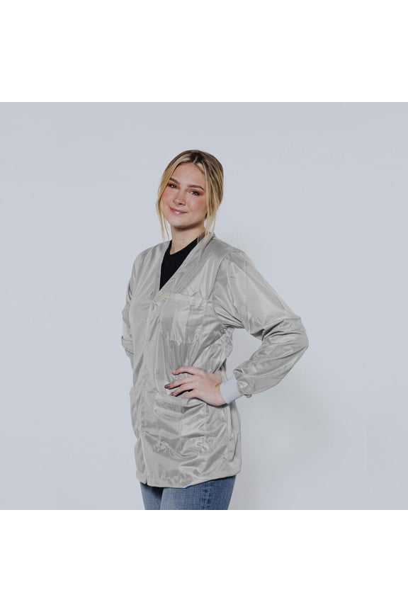ESD Jacket - Anti-Static Fabric, Medium Weight V-Neck Collar, ESD Knit Cuff