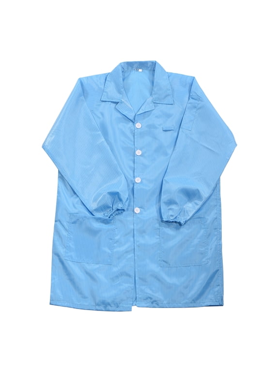 ESD Lab Coat Anti Static Clothing Science Jacket with Cuff Lapel Collar Wear Uniform Work (Blue, 2XL)