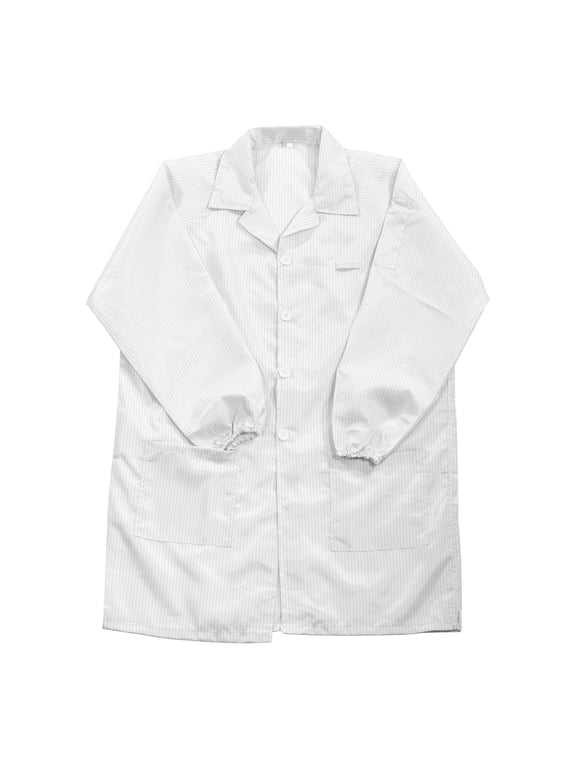 ESD Lab Coat Anti Static Clothing Science Jacket with Cuff Lapel Collar Wear Uniform Work (White, L)