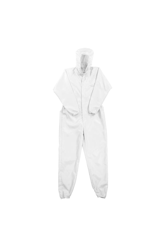 ESD Lab Coat Anti Static Clothing Science One Piece Clothes Elastic Cuff with Hat Hood Uniform Work (White, 2XL)