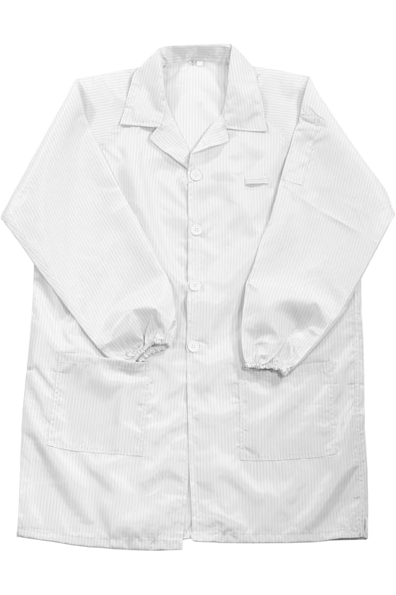 ESD Lab Coat Anti Static Clothing Science with Cuff Lapel Collar Wear Uniform Work for Men Women White -