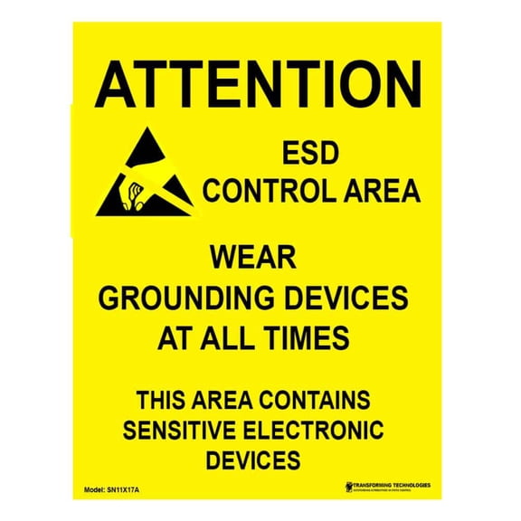 ESD Sign - 17"x22" - "Attention - ESD Control Area" - 5pack