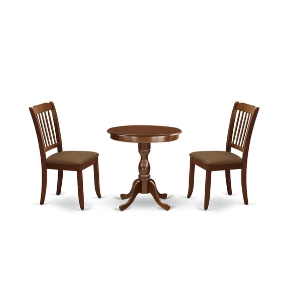 ESDA3-MAH-C-VV 3-Pc Kitchen Table Set - Modern Wooden Dining Chairs & Dining Room Table - Mahogany Finish - Easy Assembly & Lightweight