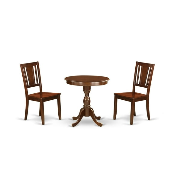 ESDU3-MAH-W-VV 3-Pc Dining Table Set - Mahogany Finish, Urban Style Chairs, Easy Assembly - Ergode