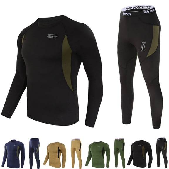 ESDY Men's Spring Fall Fitness Set, Camouflage Print Fast-Drying T-Shirt and Pants, Sports Basketball Tight Suit For Training and Outdoor,Black,S