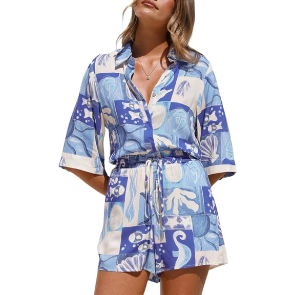 ESEA womens  2pc Linen-Blend Shirt & Short Set, 4
