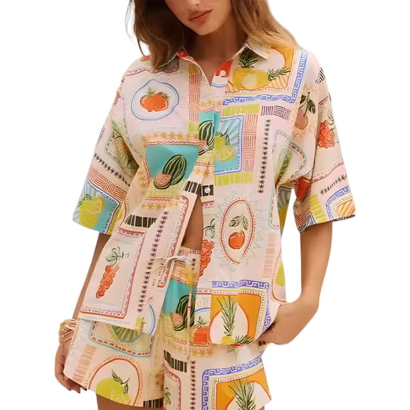 ESEA womens 2pc Linen-Blend Shirt & Short Set, 6