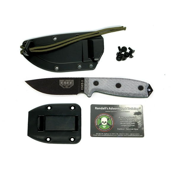 ESEE 3P-B Fixed Blade Knife Black 1095 Carbon Steel Gray G10 w/ Black Sheath Knives