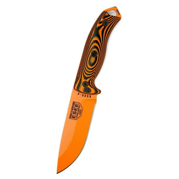 ESEE Knives ESEE-4 3D Fixed Blade Knife 4.1" Drop Point 1095 Orange Blade G-10 Handle Black/Orange