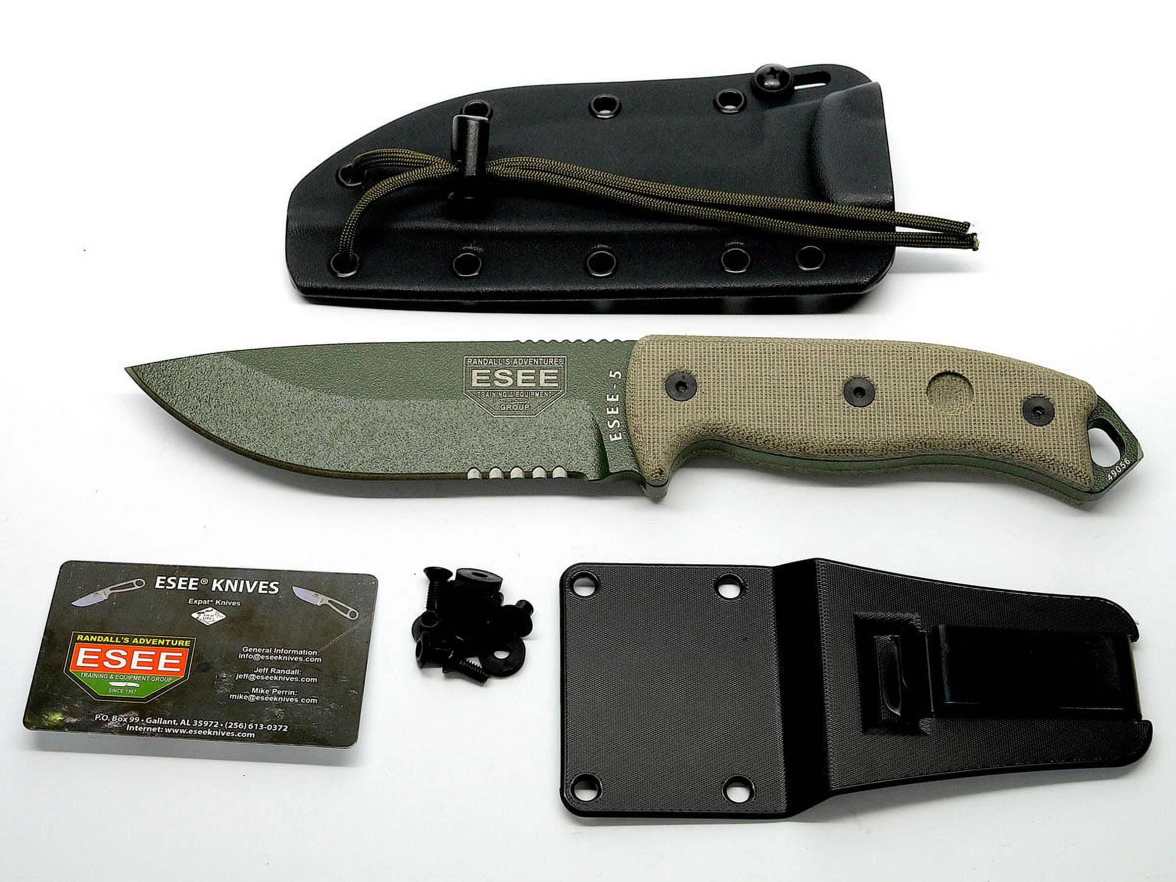 ESEE Knives ESEE 5S Fixed Blade Knife 5.25in Partially Serrated Tan Micarta ESEE5SOD