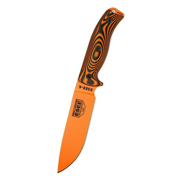 ESEE 6POR-006 Fixed Blade Knife Orange 1095 Carbon Steel & Orange/Black G10 Knives