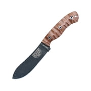 ESEE Knives JG5 Fixed Blade Knife 4.5 Recurve Drop Point 1095 Stonewashed Black Oxide Blade Burlap Micarta Handle Brown