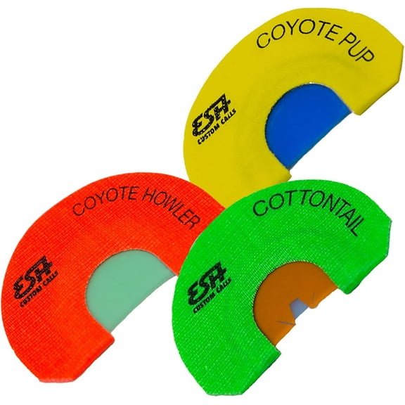 ESH Mouth Coyote Call Combo Pack  Set of 3 Realistic Predator Calls for Hunting - Coyote Pup, Coyote Howler, and Cottontail Diaphragm Calls