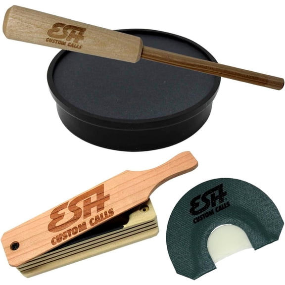 ESH Turkey Call Starter Pack with Box Call, Mouth Call, and Slate Pot Call with Striker for All-Weather Turkey Hunting