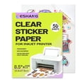 thumbnail image 1 of ESHANG Printable Vinyl Sticker Paper for Inkjet Printer Clear Transparent Self-Adhesive Sheets 8.5x11 Vinyl Stickers 50 Pack, 1 of 10