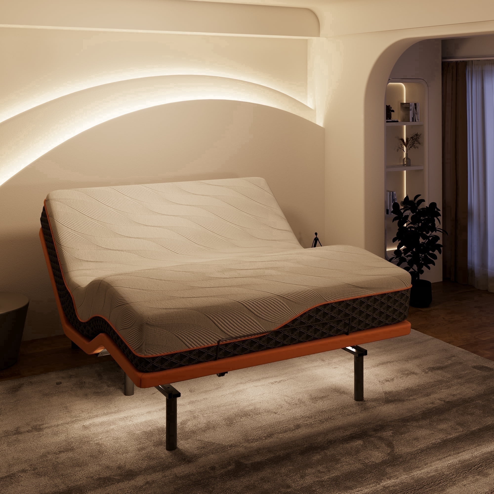ESHINE 14" Hybrid Memory Foam King Mattress with Wireless Remote and Under Bed Night Light