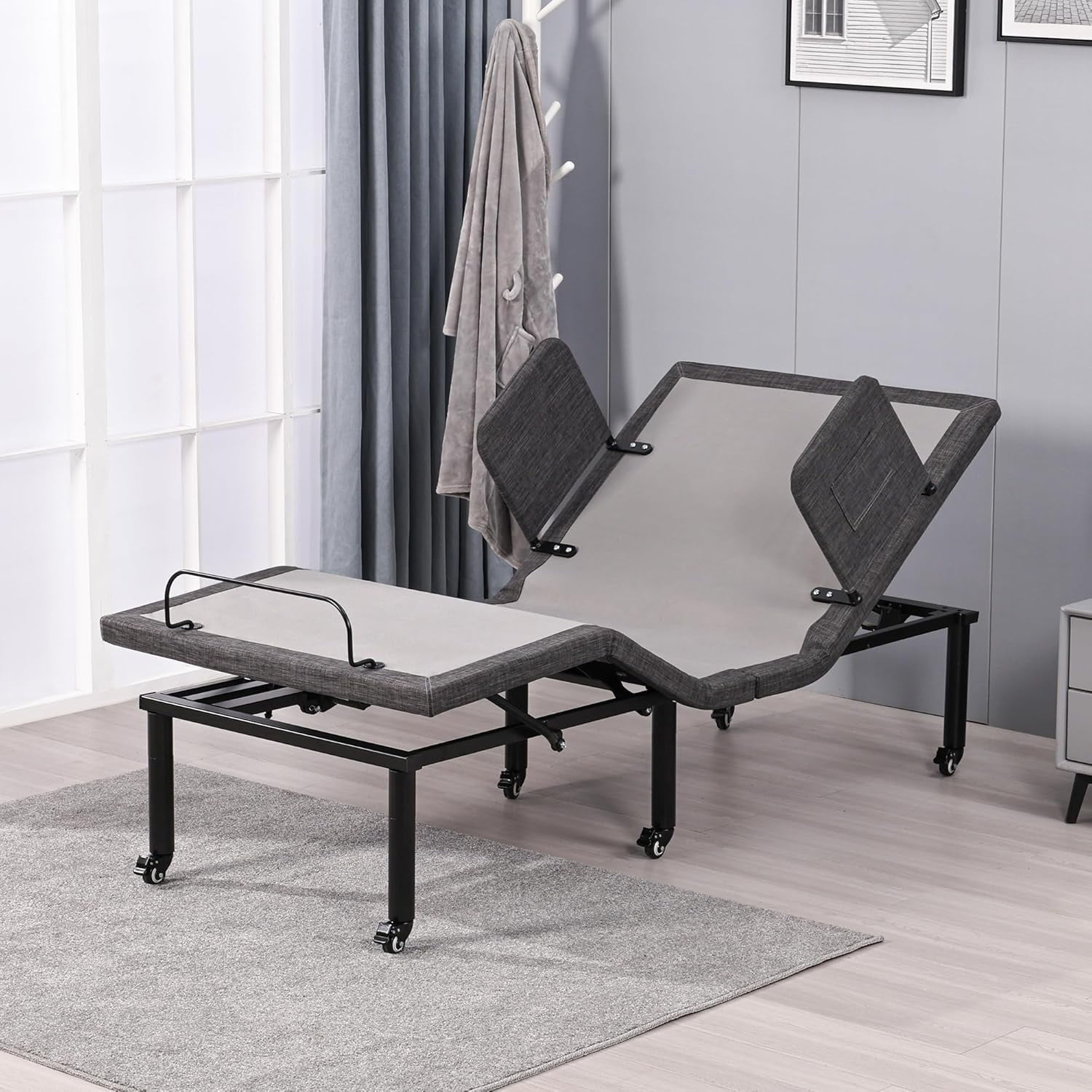 ESHINE Adjustable Bed with 6” Hospital Mattress Adjustable Bed Frame