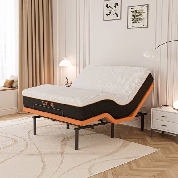 ESHINE Adjustable Bed Frame + 12 Inch Gel Memory Foam Mattress Bluetooth APP Control, Wireless Remote, Zero Gravity, Anti Snore, Head and Foot Incline, Queen