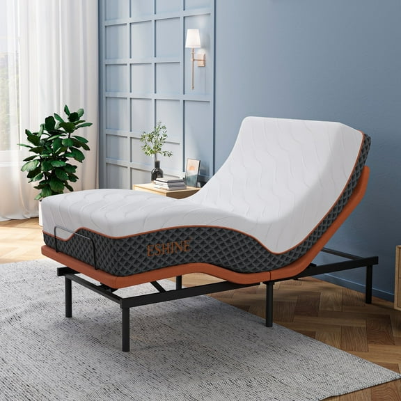 ESHINE Adjustable Bed Frame + 12 inch Hybrid Matt, Lumbar Support, Head-Pillow-Tillt, Smart App Control, Wireless Remote, Dual USB Port, 6000 Series, Twin XL