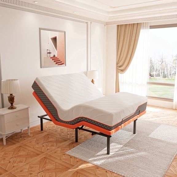 ESHINE Adjustable Bed Frame Queen + Memory Foam Hybrid 12 inch Mattress, with Mattress, Wireless Remote&Bluetooth App Control, 5 Minutes Installation, Head and Foot Incline