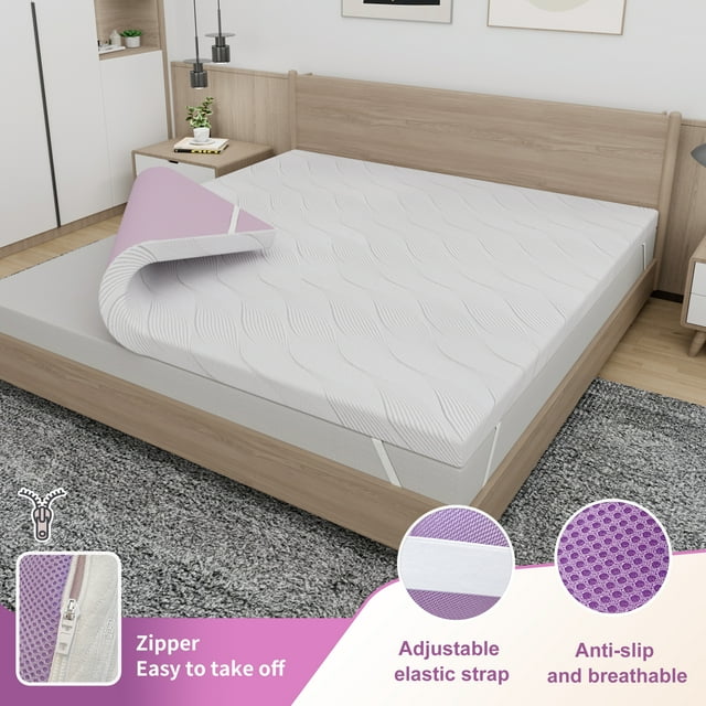 ESHINE Memory Foam Mattress Topper Queen Size with Soothing Lavender