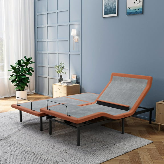 ESHINE Split King Adjustable Bed Frame with Lumbar Support, Head-Pillow-Tillt, Under Bed Light, Smart App Control, Zero Gravity, Ergonomic Incline, Wireless Remote, Dual USB Port, 6000 Series