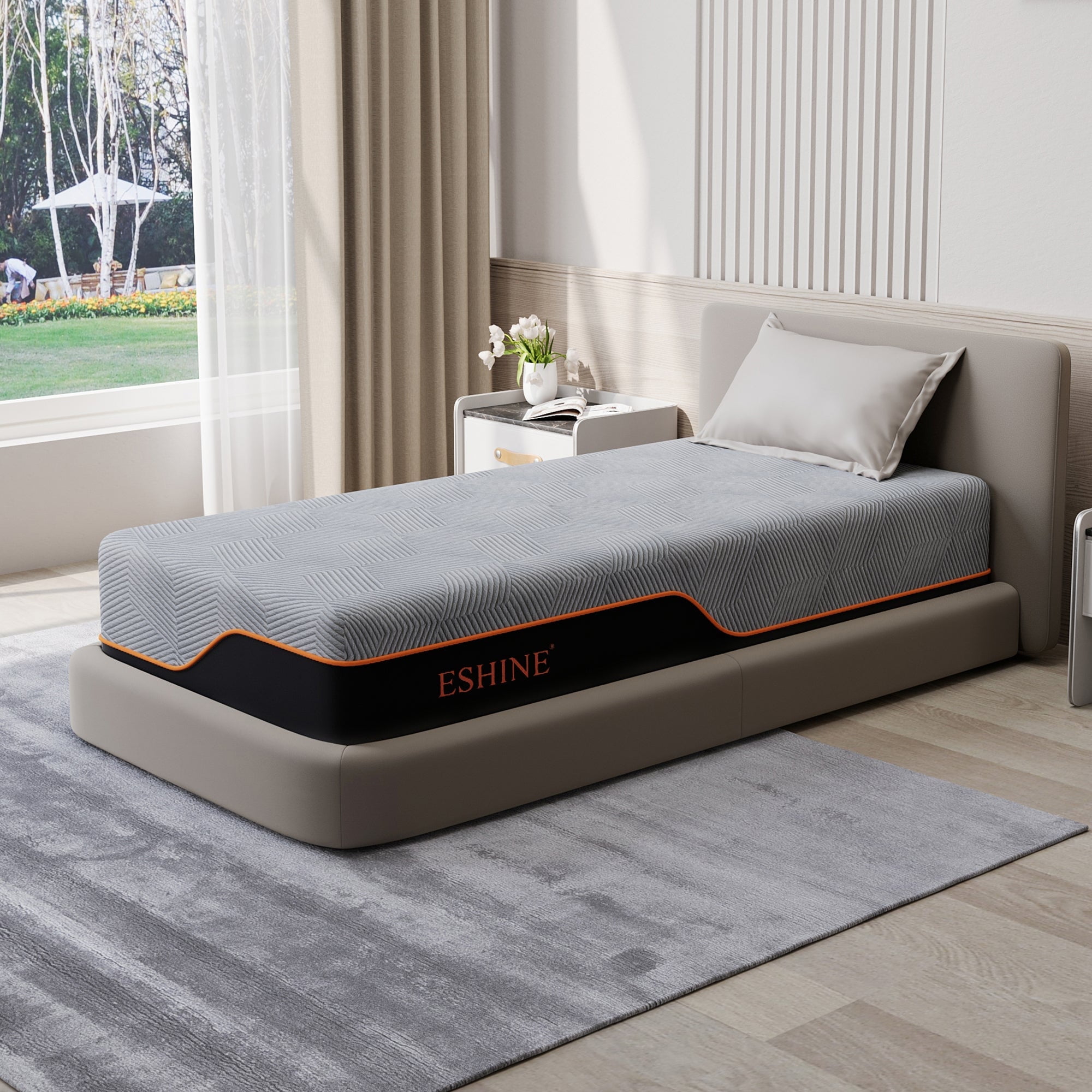 ESHINE Twin XL 14-inch Mattress, Gel Memory Foam, Ergonomic Design for Pressure Relief, Medium Soft, Black