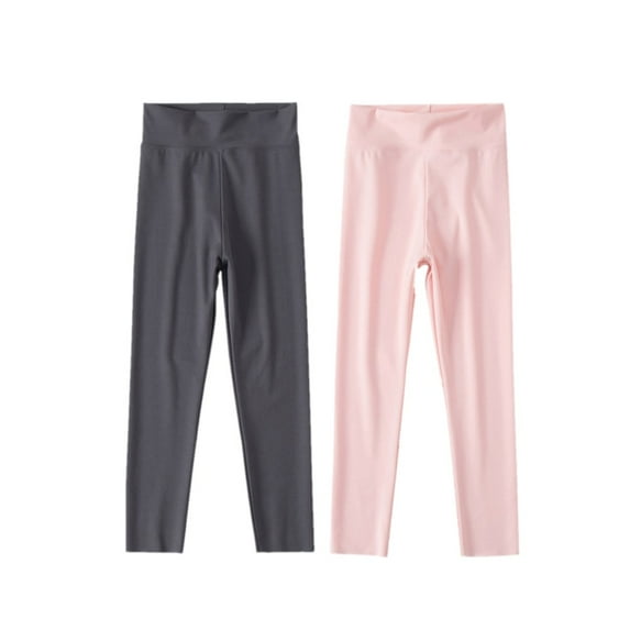 ESHOO 2-Pack Little Girls Casual Solid Leggings Teens Girl Sports Athletic Pants, 3-12 Years