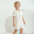 thumbnail image 1 of ESHOO 2Pcs Toddler Baby Boys Cotton Linen Shorts Set Button-Down Shirt Tops + Shorts, Kids Summer Clothes with Pockets, Size 12M-5T, 1 of 8