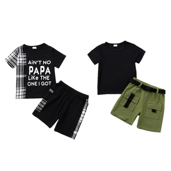 ESHOO 2Pcs Toddler Boys Summer Shorts Clothing Set Little Boys Casual T-shirts Top+Shorts Outfits Set 1-6 Years