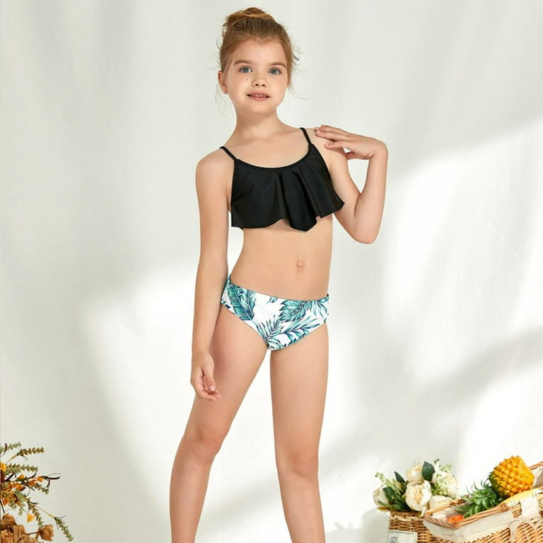 ESHOO Toddler Girls Swimsuits, Big Girls Bikinis Bathing Suit, Little Girl  Ruffled One-Piece Swimsuit Swimwear, Size 2-12 Years