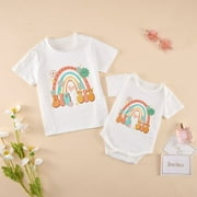 ESHOO Little Sister Big Sister Matching Outfits Toddler Girls Cotton T-shirt Tops Newborn Baby Romper