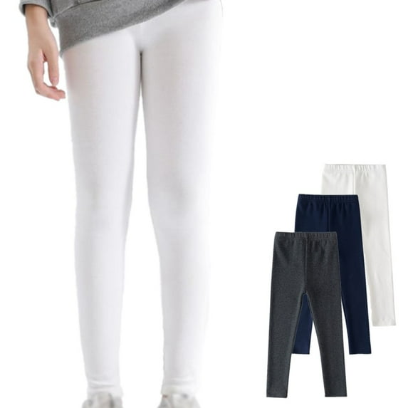 ESHOO Teens Little Girls Solid Athletic Leggings Skinny Pants Casual Sports Pants, 3 Packs, 3-12 Years