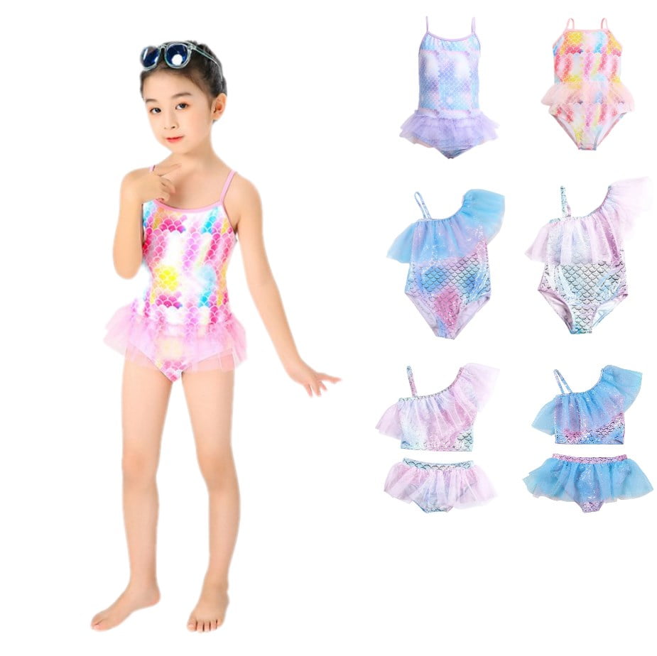 ESHOO Toddler Girls OnePiece Swimsuits, Baby Girl Ruffled Tulle Princess Bathing Suit Swimwear