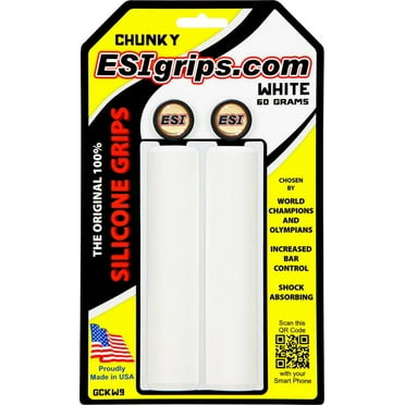ESI Chunky Silicone Handlebar Grips 130mm WHITE Mountain Hybrid Flat Bar Road
