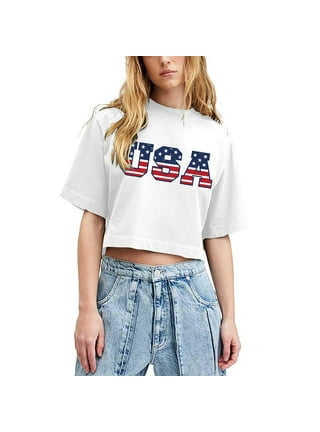 On sale Cotton On American Flag Cropped T-Shirt