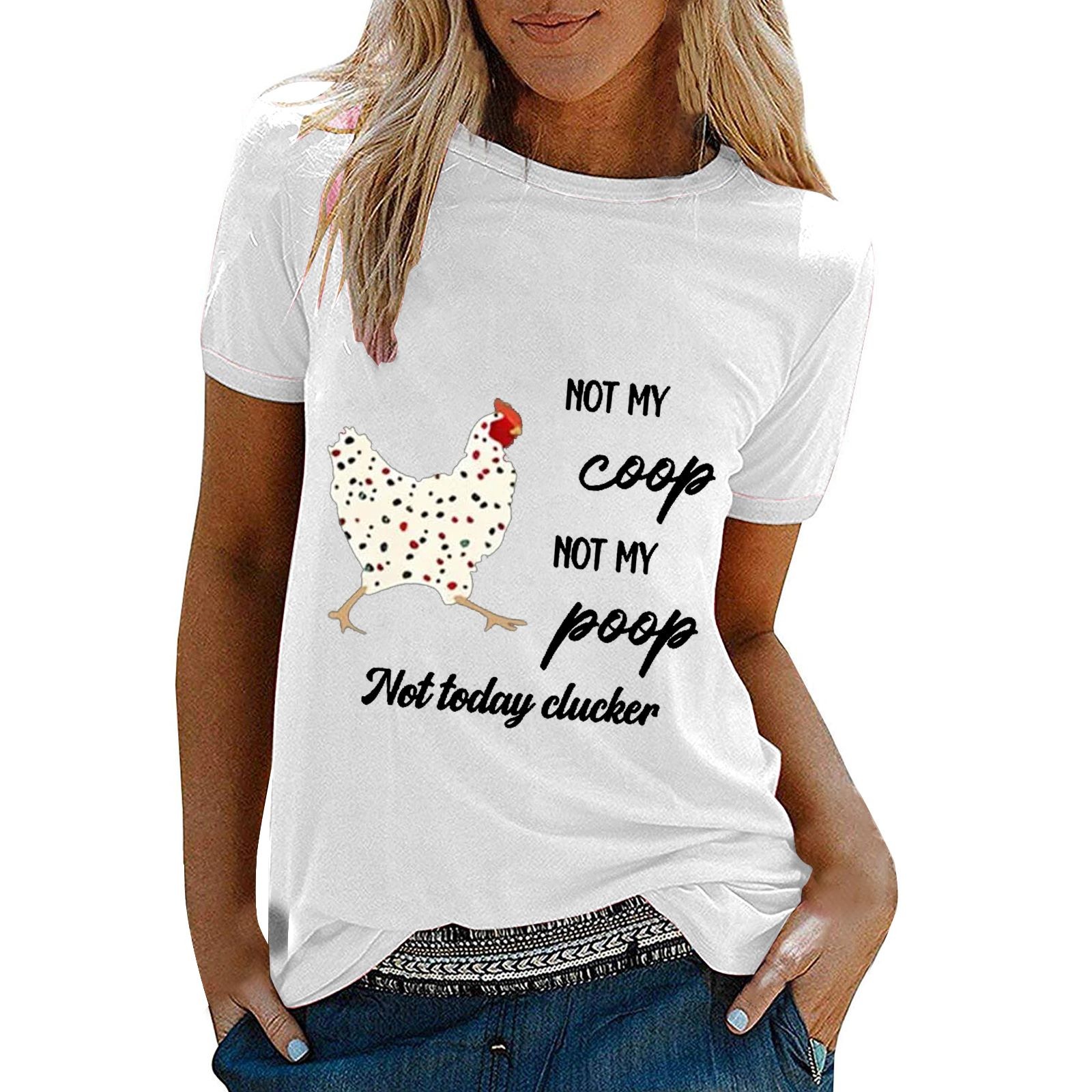 ESIGTZO Women Summer T Shirts Loose Casual Graphic Lettering Printed