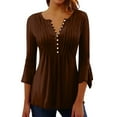 thumbnail image 1 of ESIGTZO Women's Tops Summer Printed Women's Top With 3/4 Sleeves Blouse Tops Women's Blouse Short Sleeve T Shirt V Neck T Shirt Women Elegant Ladies Tee Shirt Flowy Tunic Blouses, 1 of 5