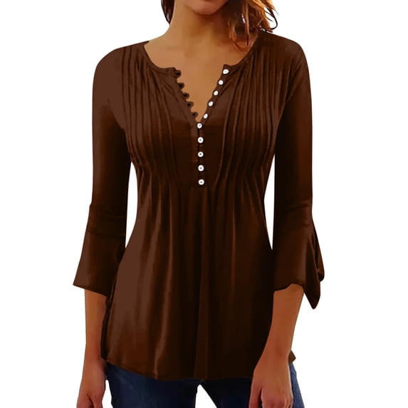 ESIGTZO Women's Tops Summer Printed Women's Top With 3/4 Sleeves Blouse Tops Women's Blouse Short Sleeve T Shirt V Neck T Shirt Women Elegant Ladies Tee Shirt Flowy Tunic Blouses
