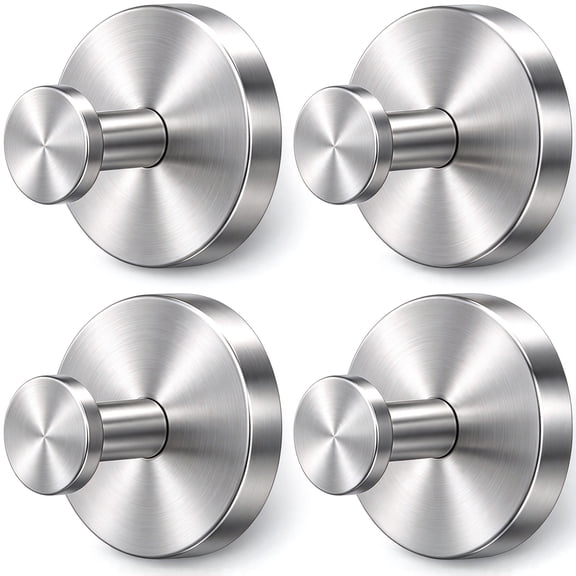 ESIYTGOP 4 Pack Suction Cup Hooks, Stainless Steel Shower Hooks, No-Drill Towel Hooks with Vacuum Lock, Waterproof Heavy Duty Wall Hooks for Bathroom Kitchen Glass Door Window Mirror, Silver