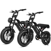ESKUTE 2 Pcs V100 Electric Bikes for Teens & Adults   750W, 20 MPH, 48V 13Ah, 16"x4.0" Fat Tire, 7-Speed E-Bike with Dual Suspension Black & Black, UL2849