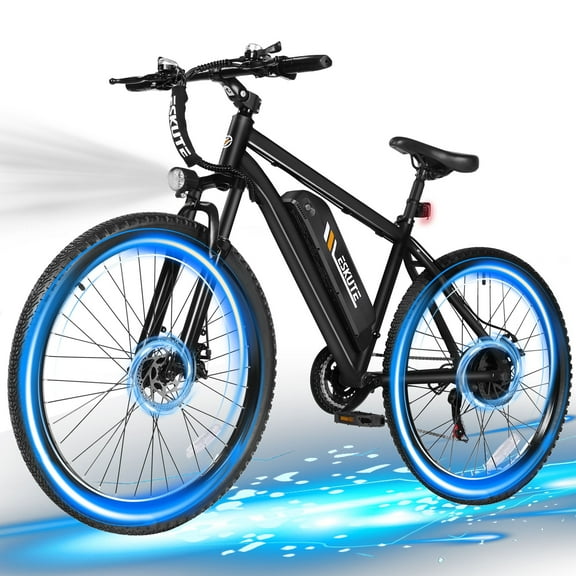 ESKUTE Black Electric Bike for Adults 27.5" Mountain E-Bike, 21-Speed,1200W Peak Brushless Motor 19MPH,500W Motor 48V 10.4Ah Removable Battery, Up to 55 Miles Range, Commuter E-MTB,with NFC Unlock