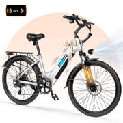 ESKUTE C200D Electric Bike for Adults   500W Motor, 20MPH Step-Thru Ebike, 840Wh Removable Battery , Up to 70 Miles, 26" Tires, 7-Speed White, UL2849