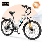 ESKUTE C200D Electric Bike for Adults – 750W Motor, 20MPH Step-Thru Ebike, 840Wh Removable Battery , Up to 70 Miles, 26 Tires, 7-Speed White, UL2849