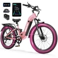 thumbnail image 1 of ESKUTE C300 750W Electric Bike for Adults, 48V 20.8Ah Battery, 20MPH, 26"x4.0" Fat Tire Step-Thru Ebike, Full Suspension Electric Bicycle, 8-Speed Pink, With Phonebag & Lock, UL2849, 1 of 6